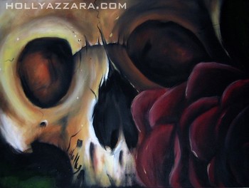 Holly Azzara - Skull and Rose Oil Painting